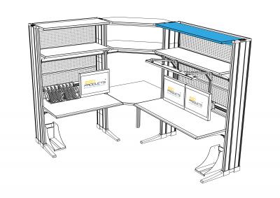 ESD Superstructure Standard 1600 x 400 mm Knurr Vertiv Workstations Elicon Consoles ESD Products